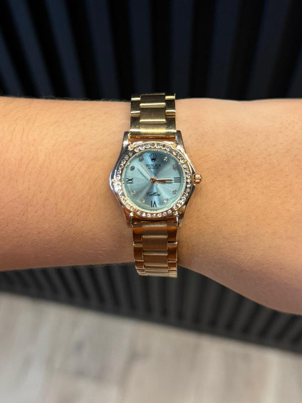 Rlx Mujer Oro Rosa Tablero Verdoso