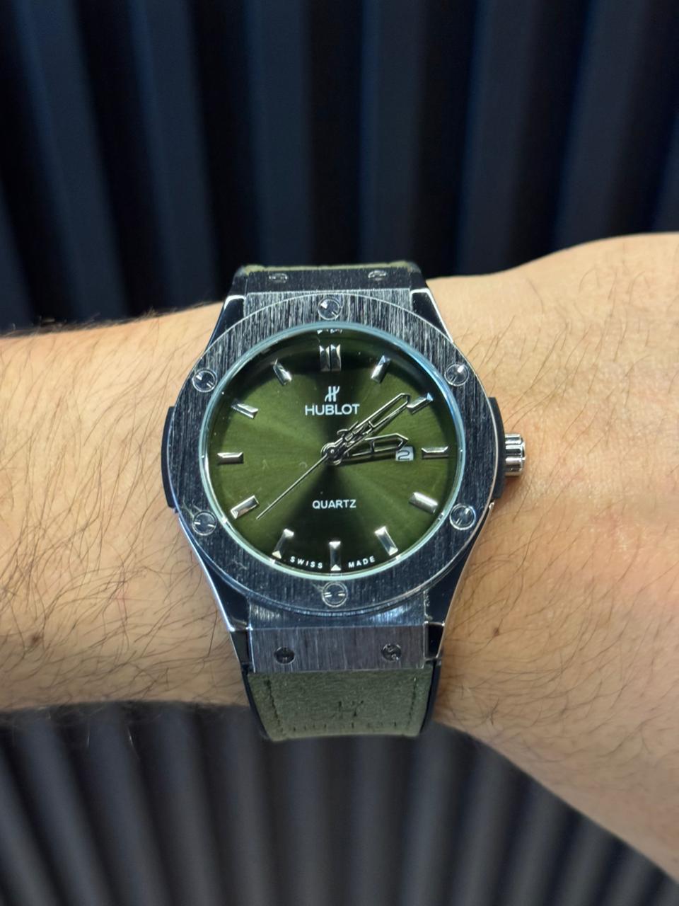 Hblt New Cuero Verde Tablero Verde Plateado