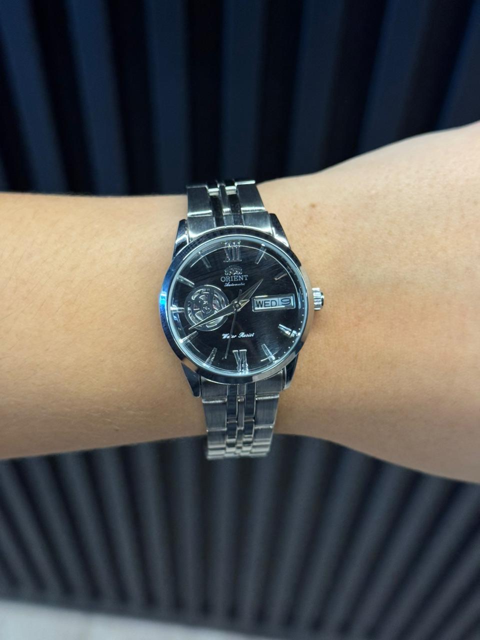 Ornt Crono Mujer Plateado Tablero Negro