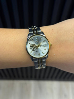 Ornt Crono Mujer Bicolor Dorado Tablero Plateado