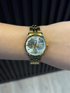 Ornt Crono Mujer Dorado Tablero Plateado