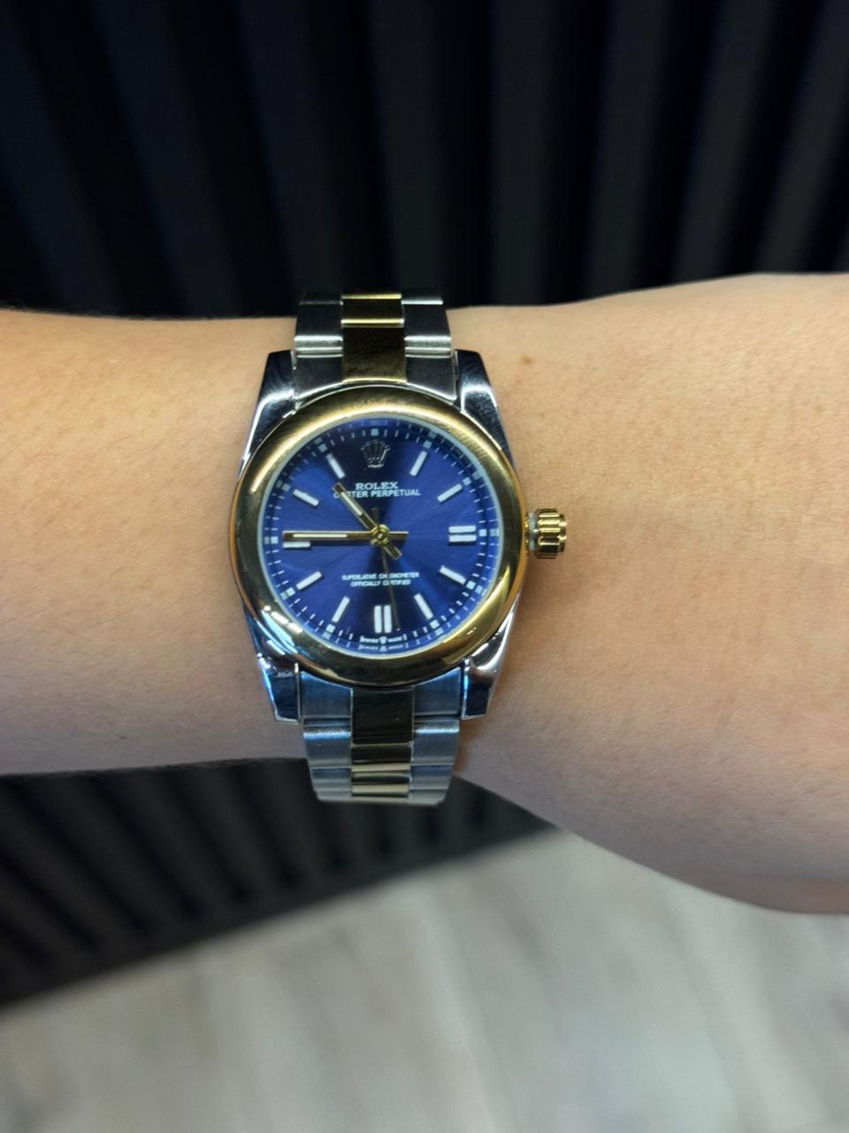 Rlx Explorer Mujer Bicolor Dorado Tablero Azul Oscuro