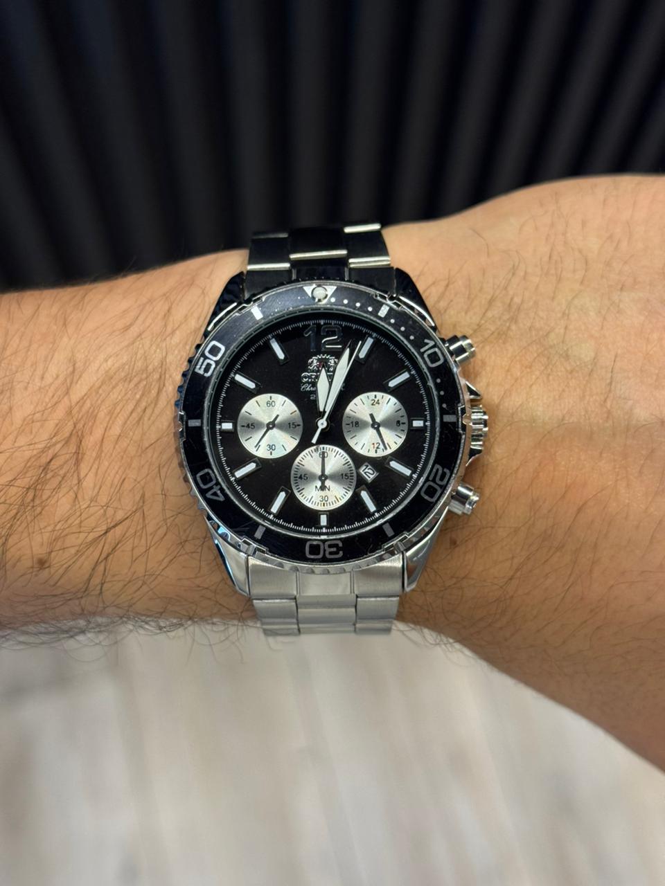 Ornt Mako Crono Plateado Tablero Negro