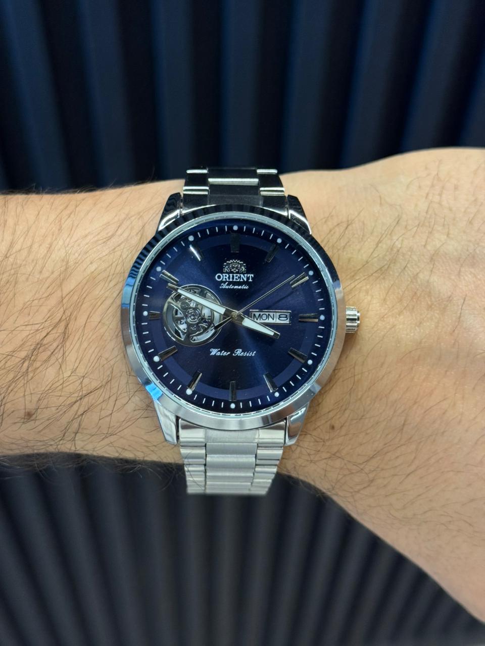 Ornt Análogo Plateado Tablero Azul