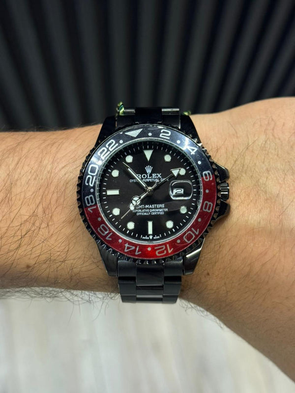 Rlx GMT 2 Negro Tablero Negro Bisel Negro Rojo
