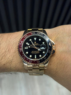 Rlx GMT 2 Oro Rosa Tablero Negro Negro Rojo