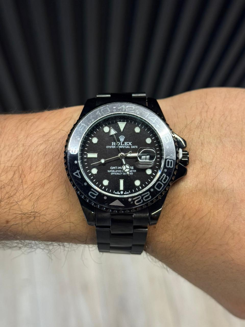 Rlx GMT 2 Negro Tablero Negro Bisel Negro Gris