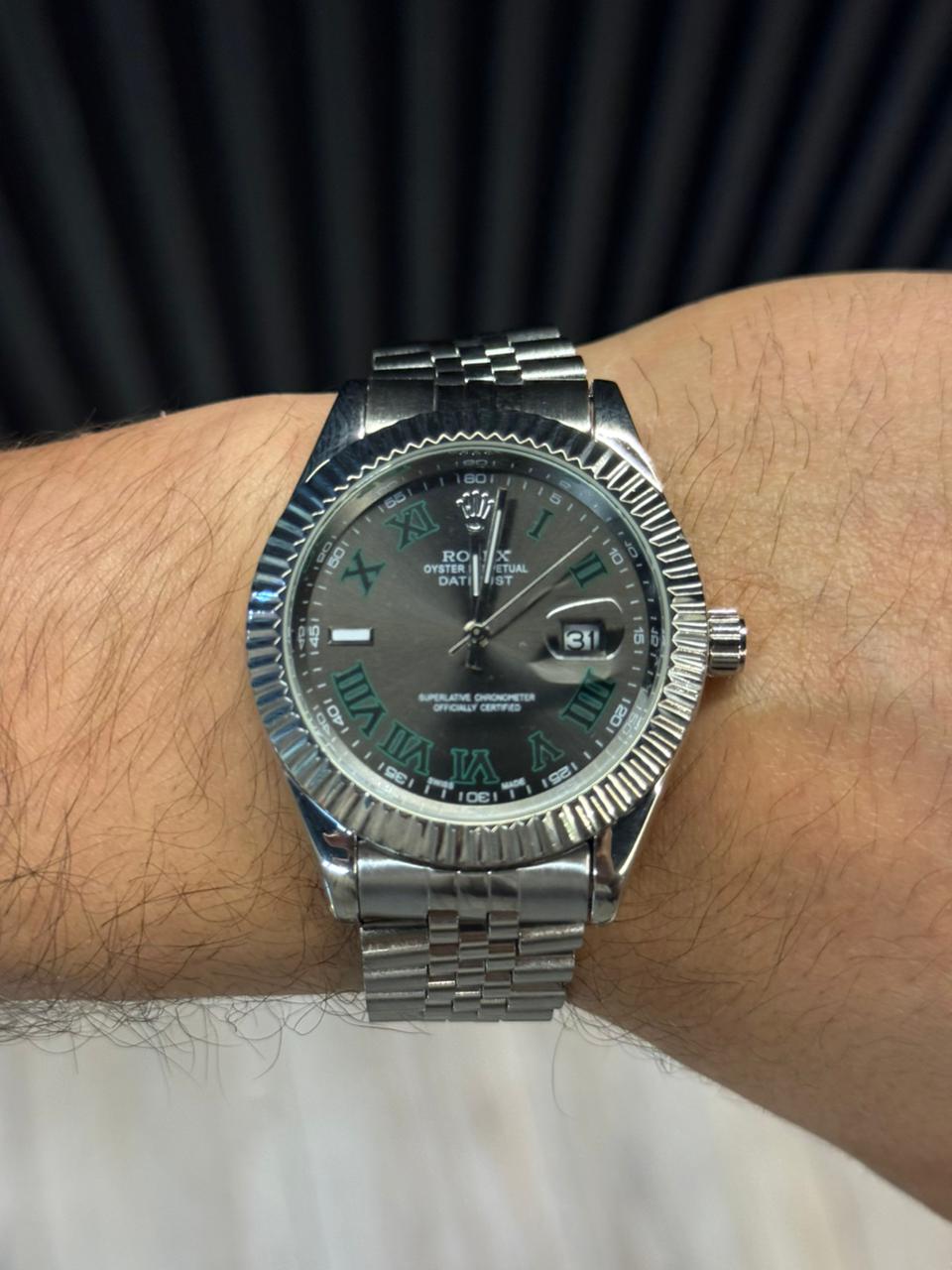 Rlx President Roman Plateado Tablero Gris Oscuro