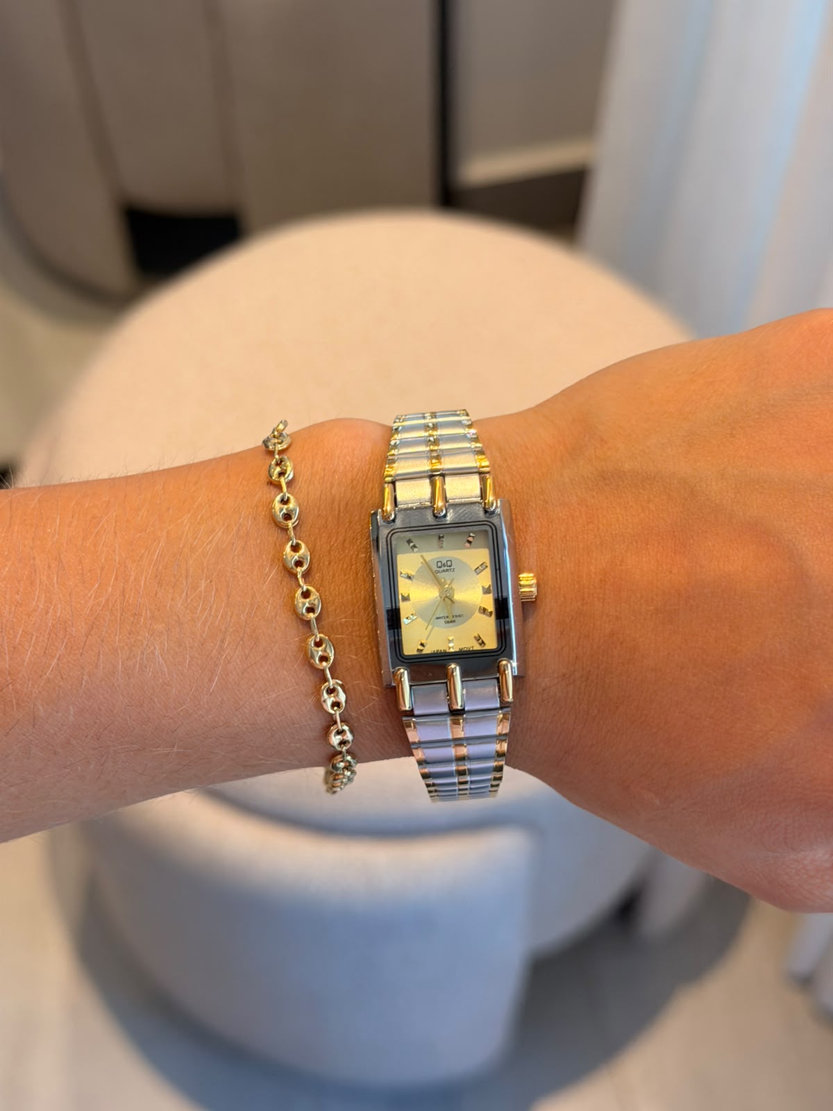 QYQ Gala Mujer Bicolor Dorado Tablero Dorado
