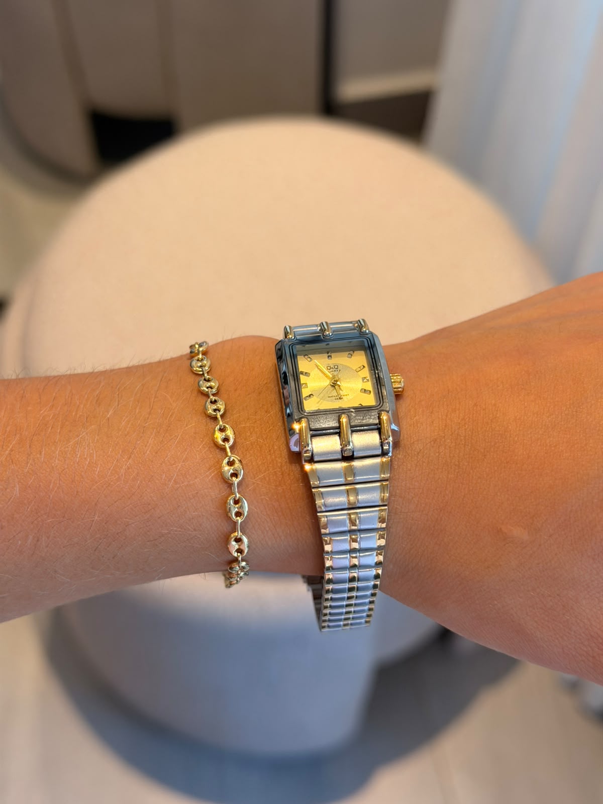 QYQ Gala Mujer Bicolor Dorado Tablero Dorado