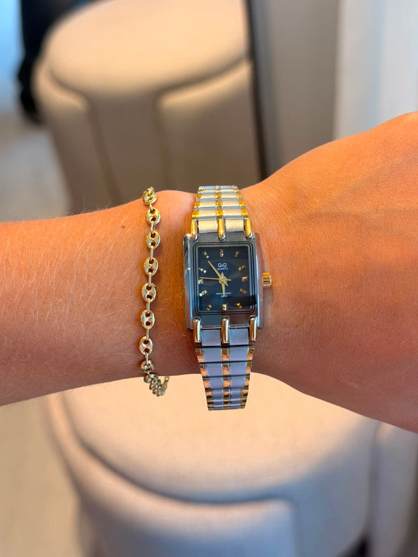 QYQ Gala Mujer Bicolor Dorado Tablero Negro