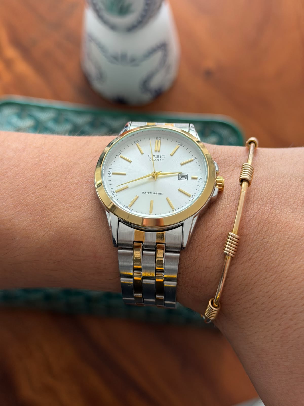 Cso Clasico Bicolor Dorado Tablero Plateado