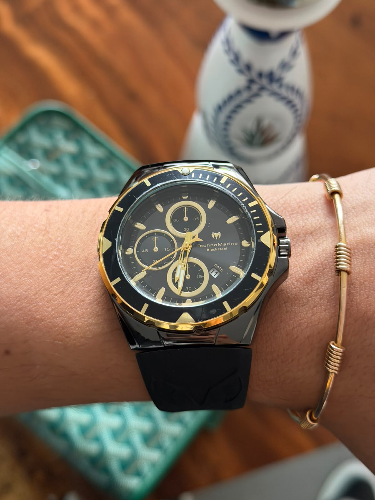 Tchmrn Cruise Chrono Goma Negra Tablero Negro