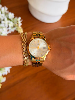 Cso Clásico  Mujer Dorado Tablero Plateado