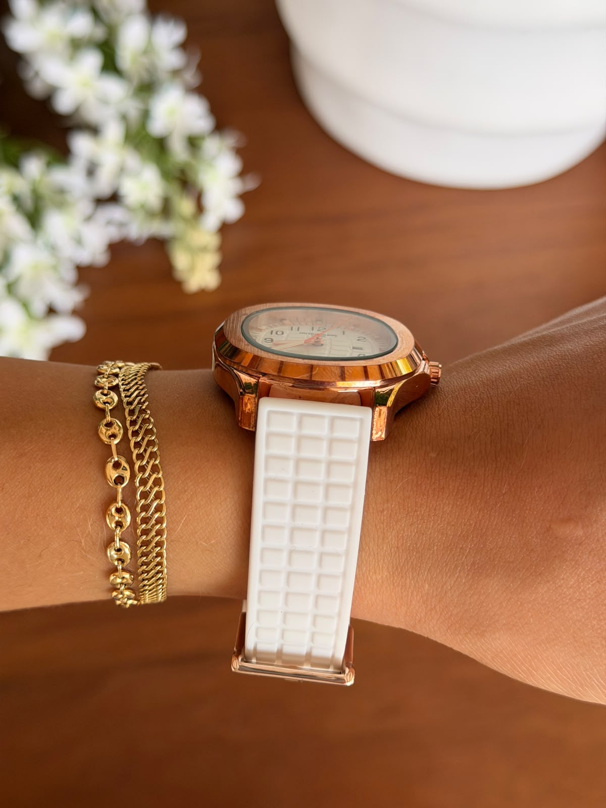 Ptk Mujer 2026 Goma Blanca Tablero Blanco Oro Rosa