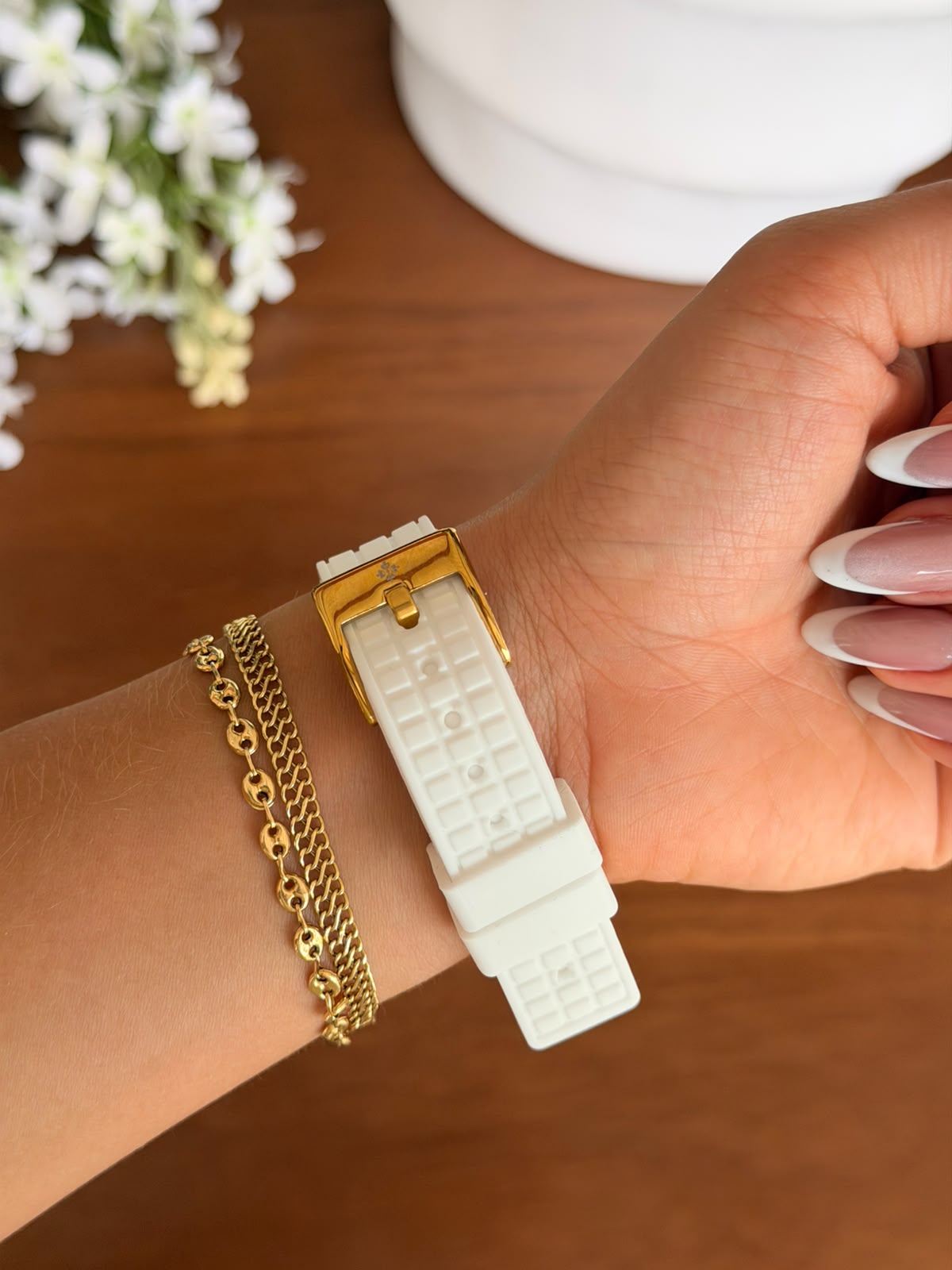 Ptk Mujer 2026 Goma Blanca Tablero Blanco Dorado