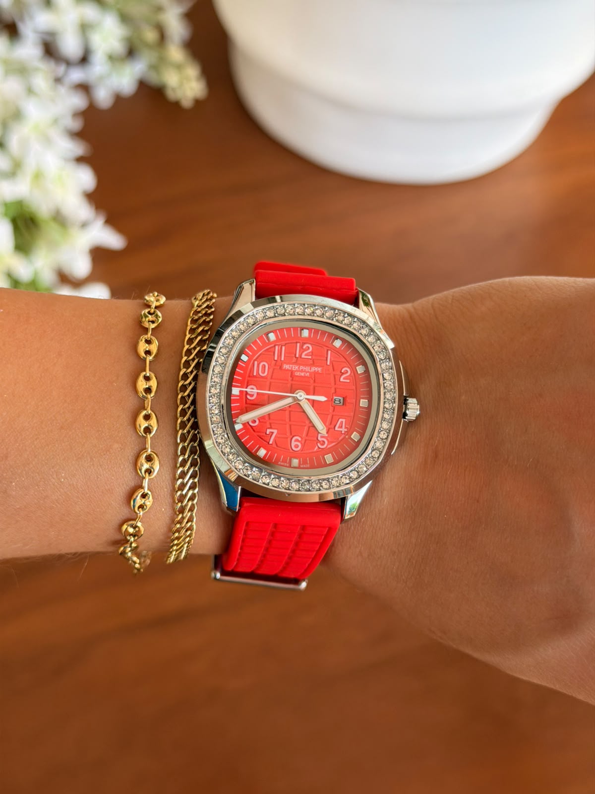 Ptk Mujer Circones 2026 Goma Roja Tablero Rojo Plateado