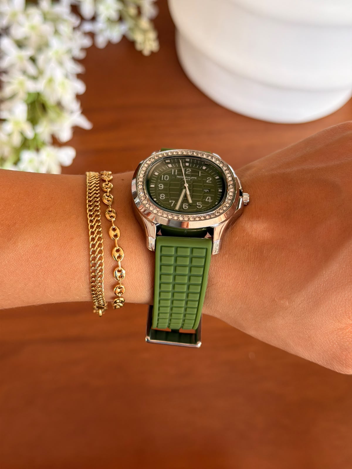 Ptk Mujer Circones 2026 Goma Verde Tablero Verde Plateado