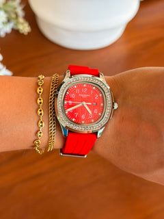 Ptk Mujer Circones 2026 Goma Roja Tablero Rojo Plateado