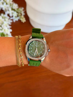Ptk Mujer Circones 2026 Goma Verde Tablero Verde Plateado