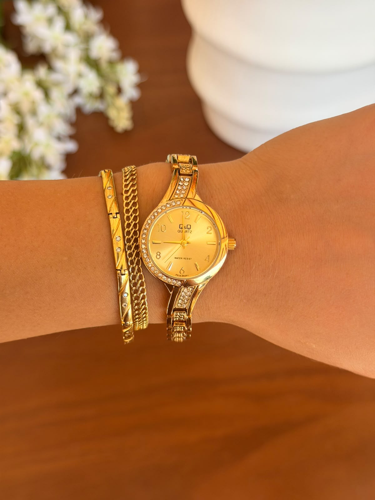 QYQ Mujer Dorado Tablero Dorado