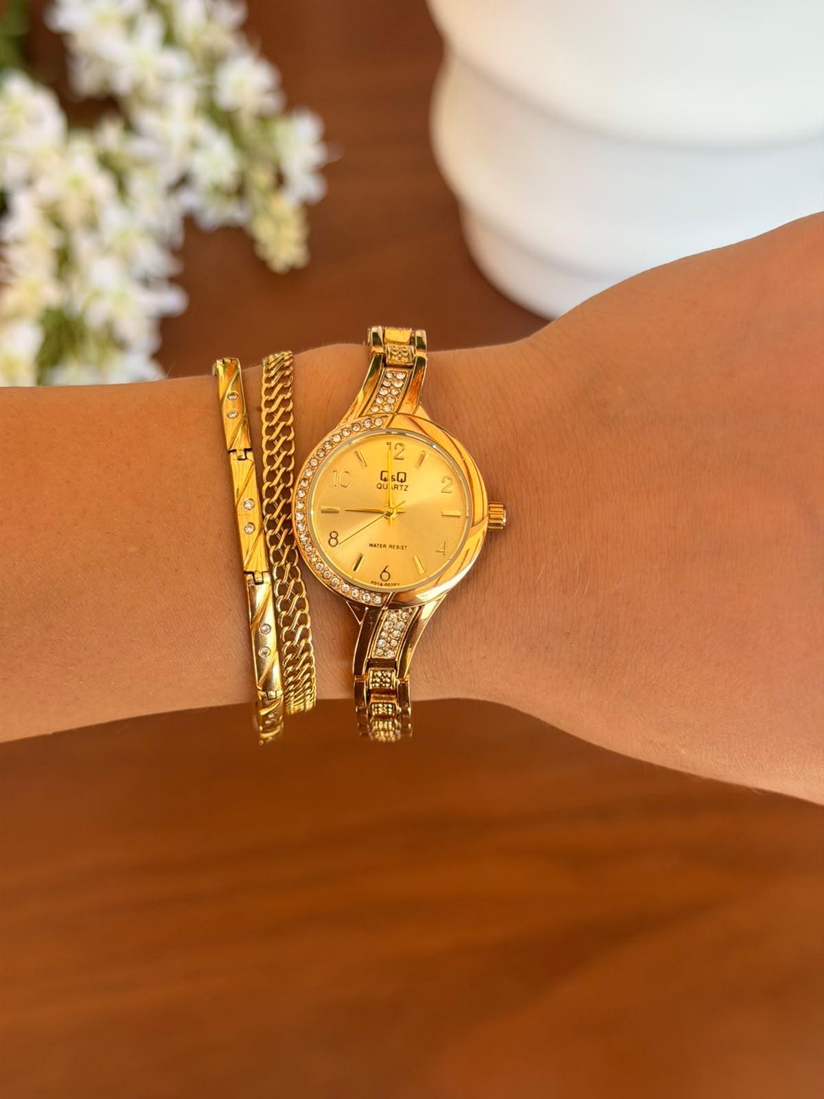 QYQ Mujer Dorado Tablero Dorado