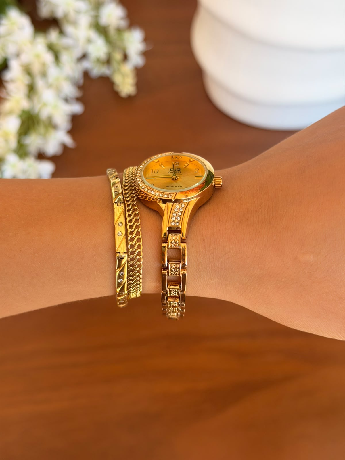 QYQ Mujer Dorado Tablero Dorado