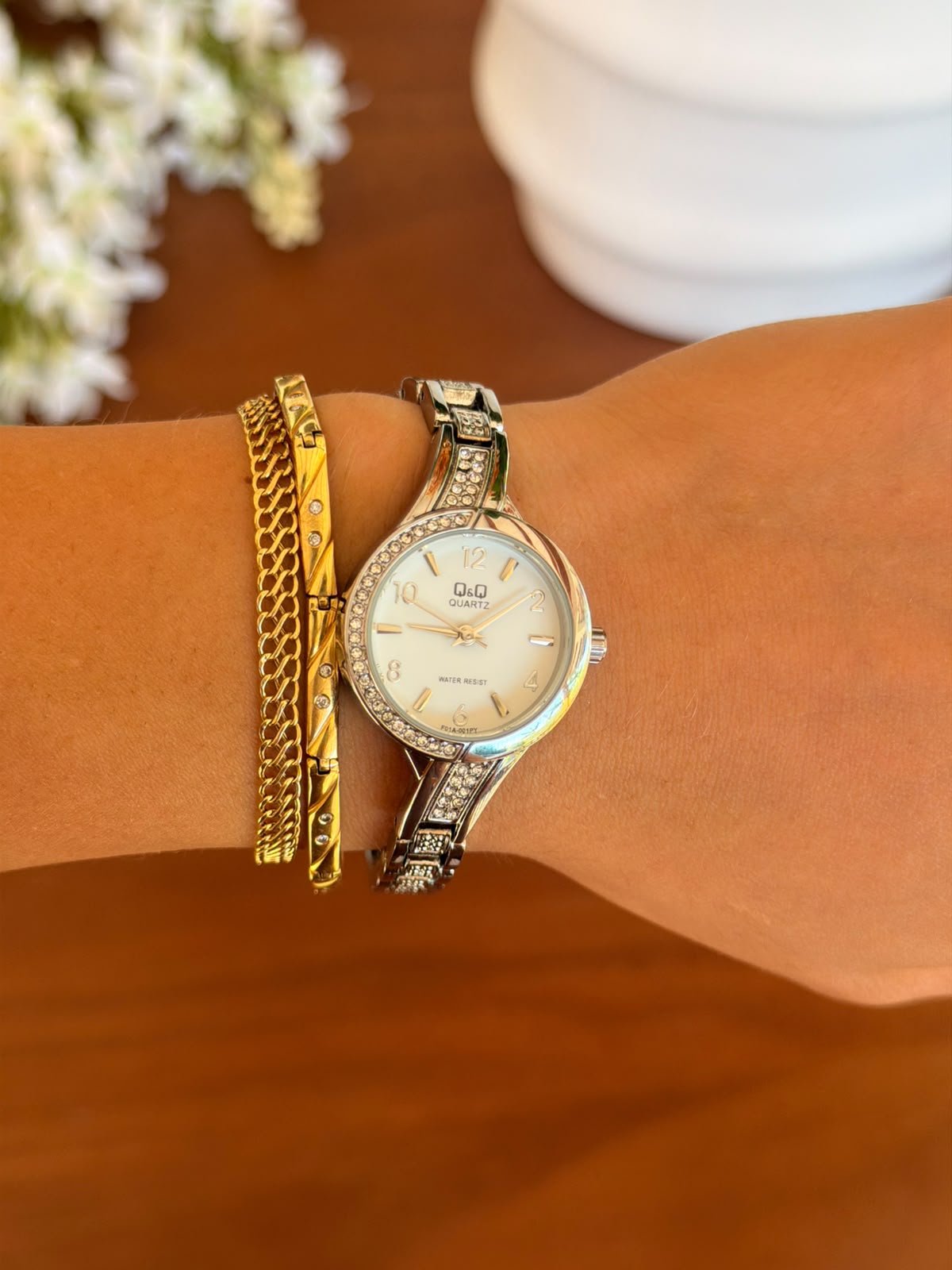 QYQ Mujer Plateado Tablero Blanco