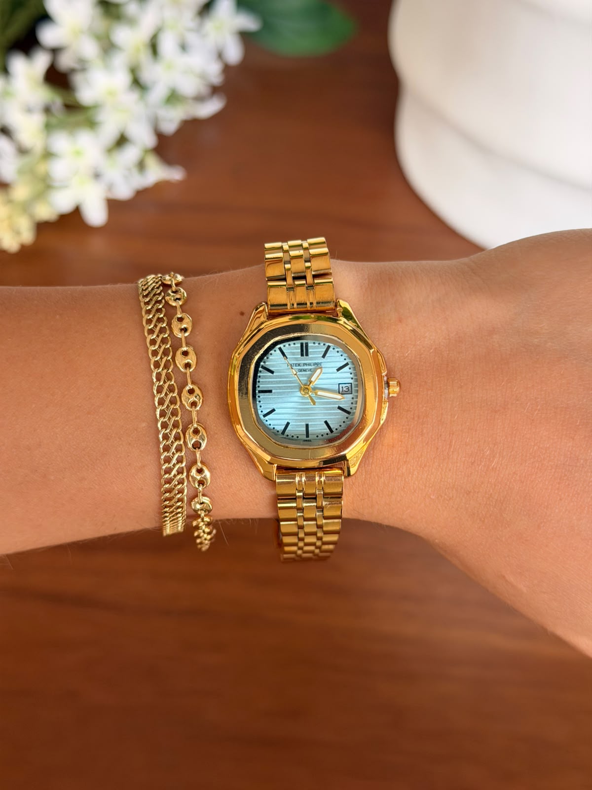 Patk Mujer Dorado Tablero Azul
