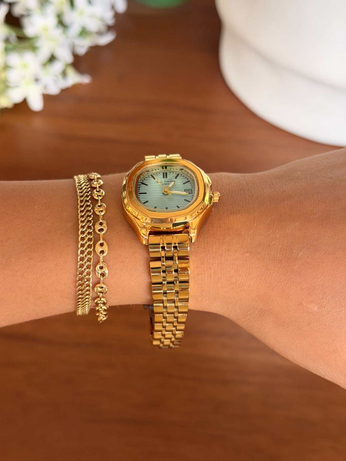 Patk Mujer Dorado Tablero Azul