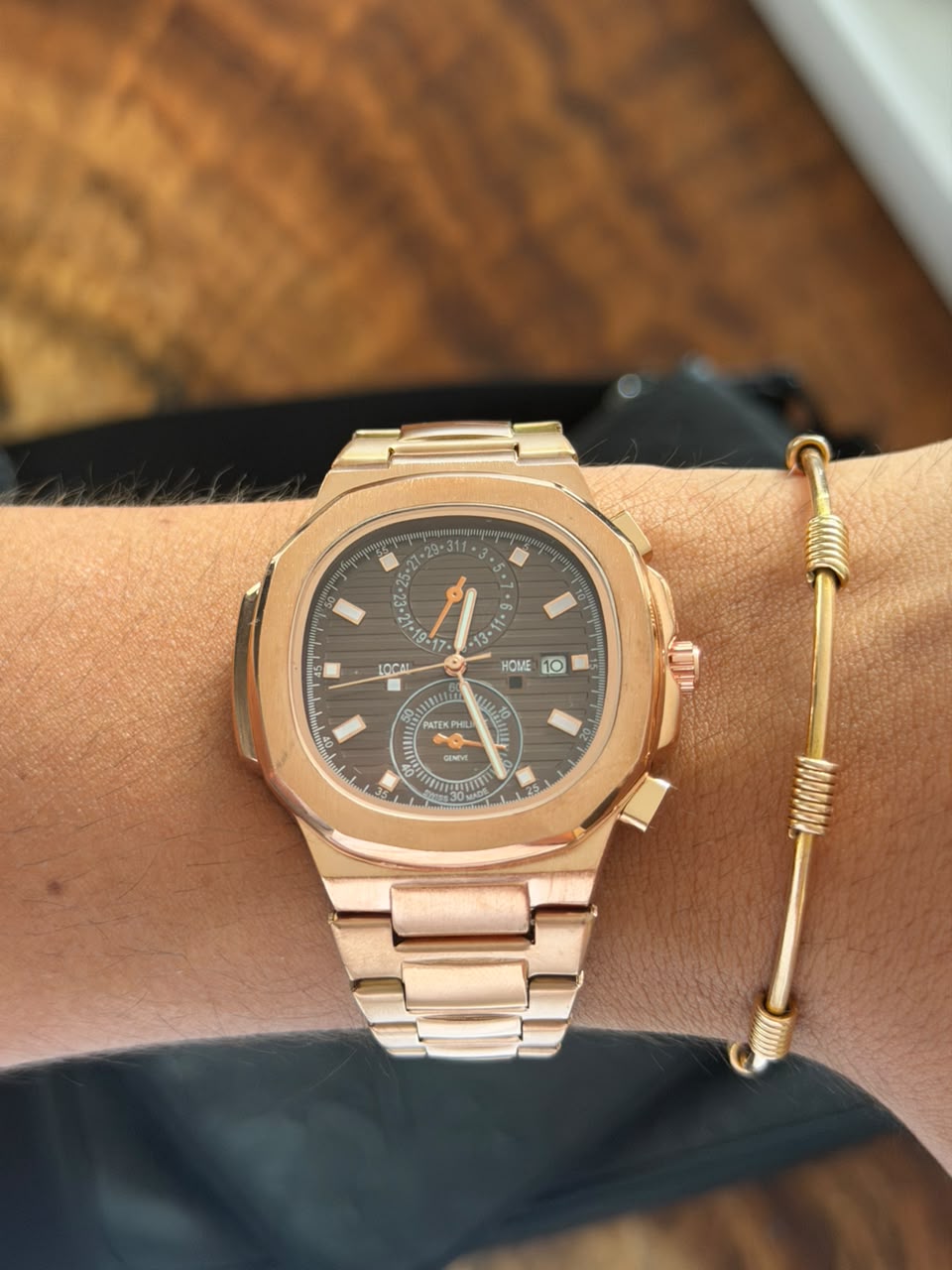 Ptk Crono Oro Rosa Tablero Cafe