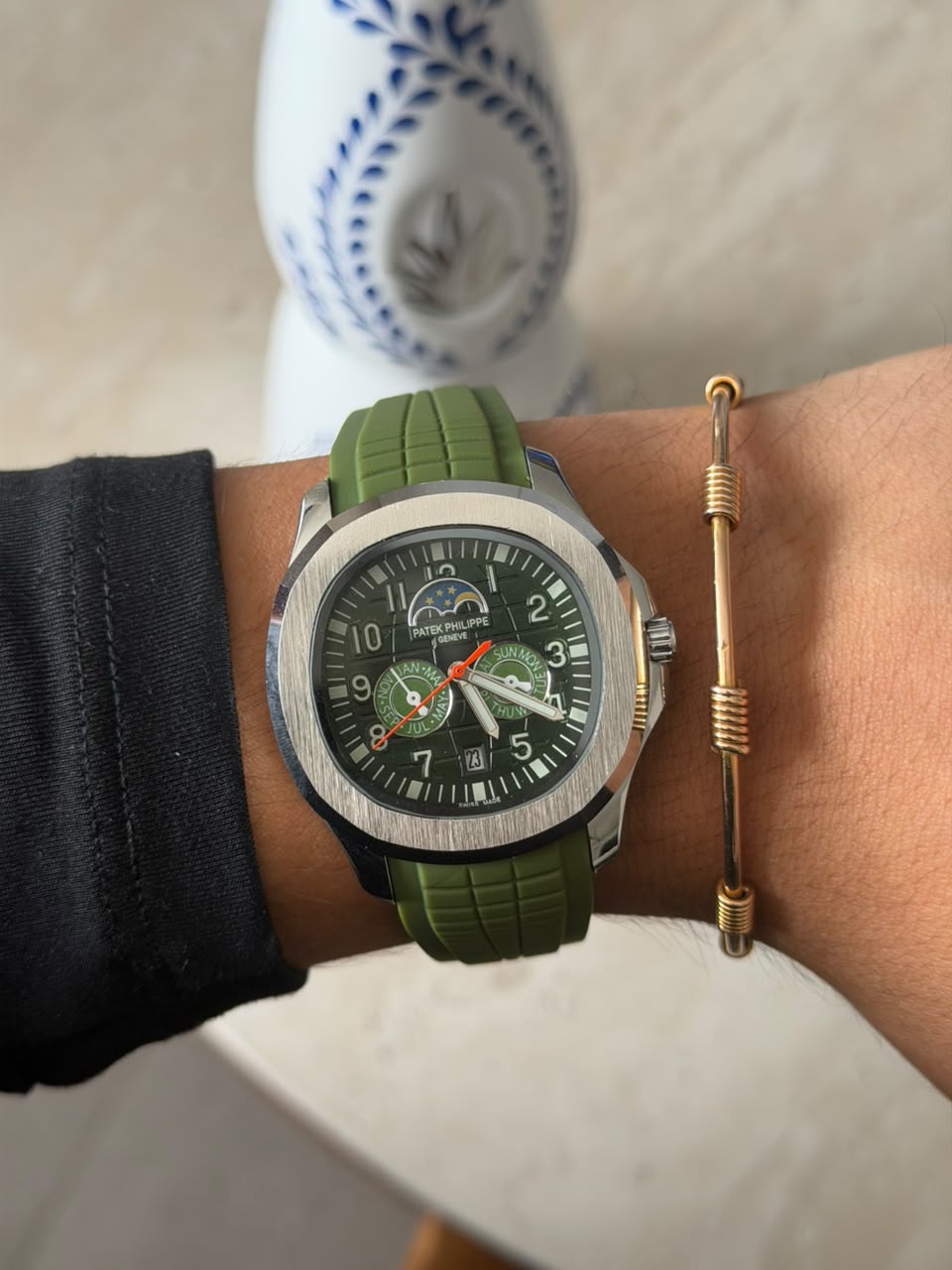 Ptk Goma Crono Verde Tablero Verde Plateado