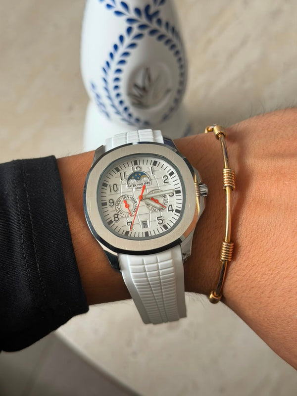 Ptk Goma  Crono Blanco Tablero Blanco Plateado