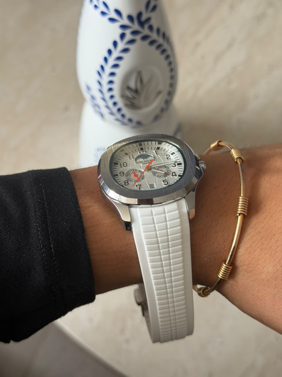 Ptk Goma  Crono Blanco Tablero Blanco Plateado