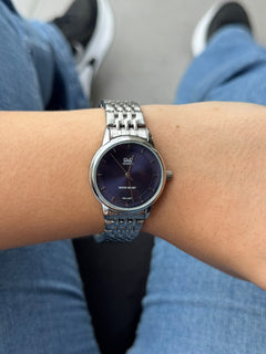 QYQ Mujer Quartz Plateado Tablero Azul