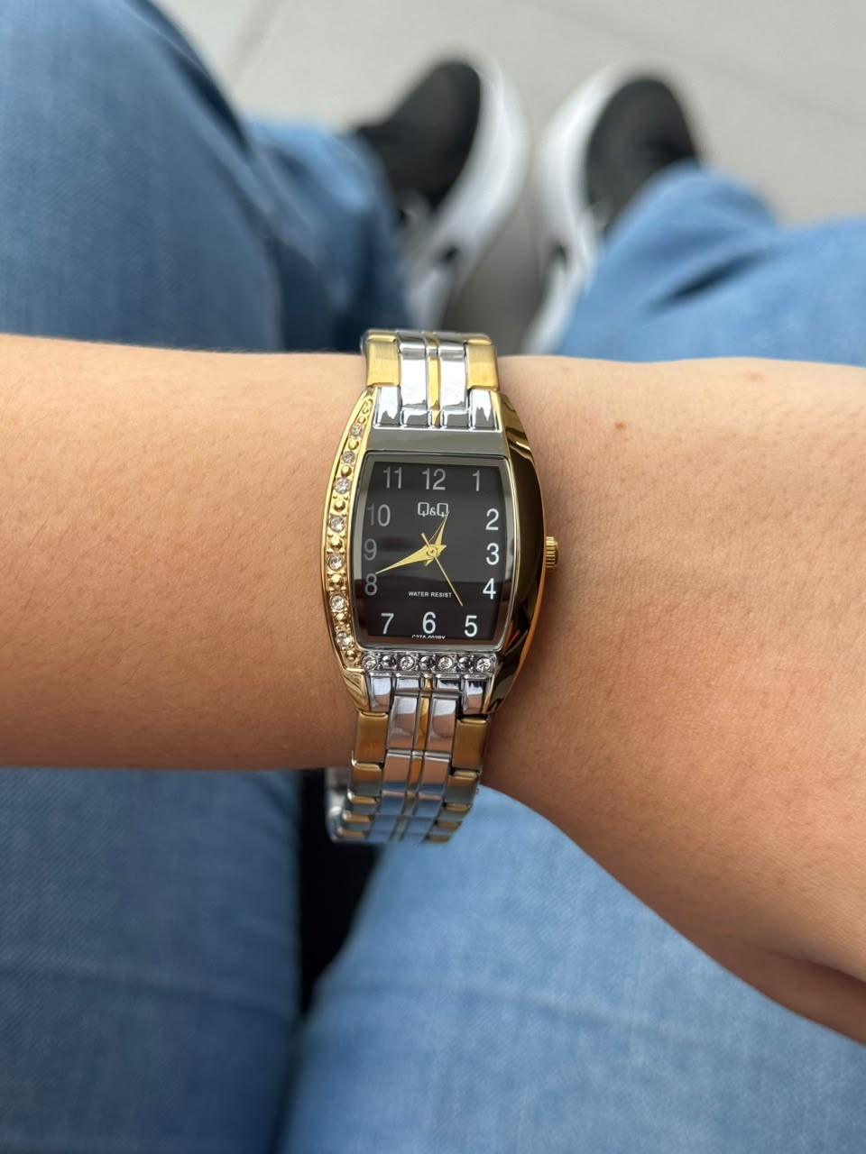 QYQ Mujer QB09 Circones Bicolor Dorado Tablero Negro