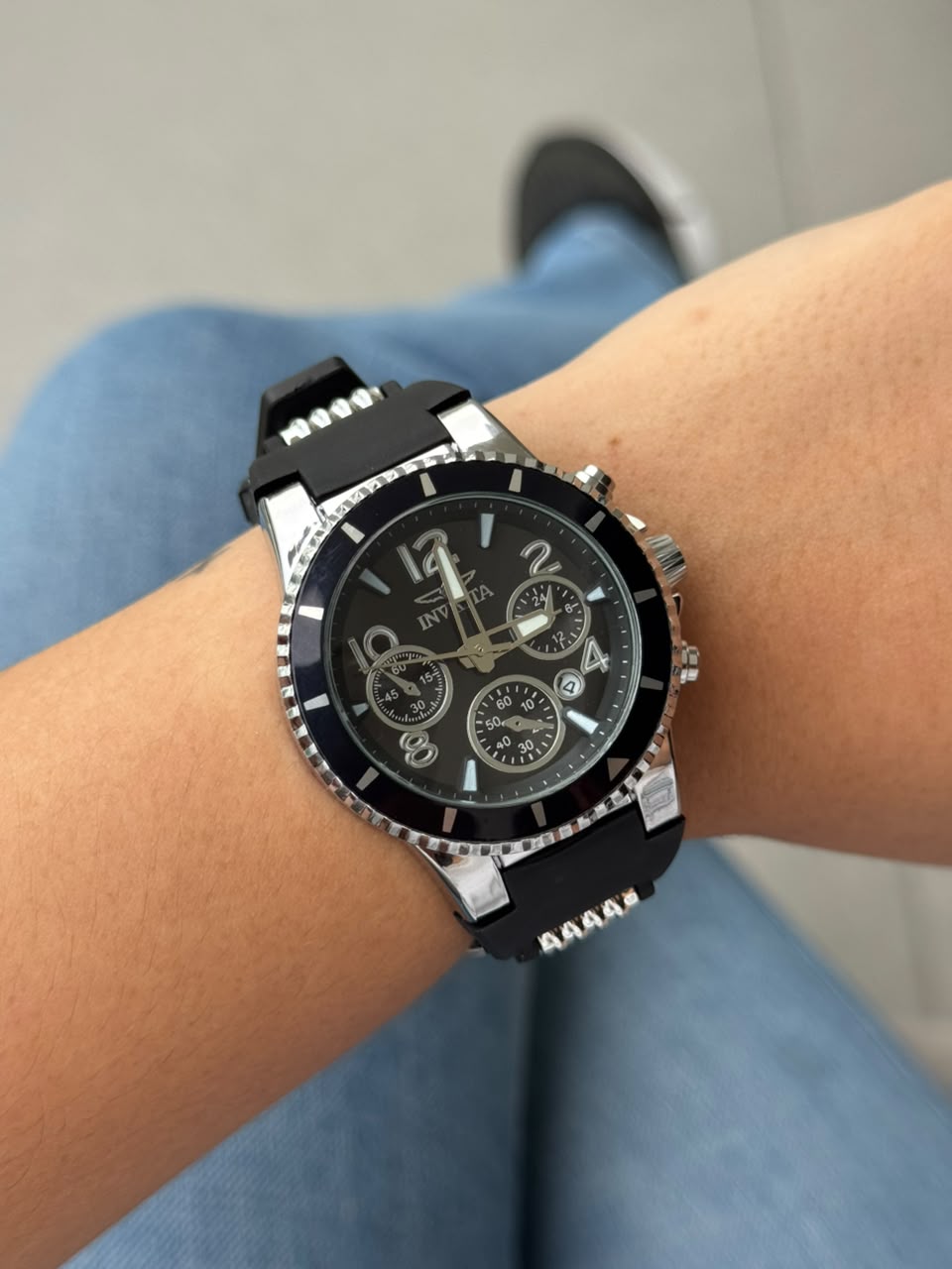 Invct 5H Mujer Goma Negra Tablero Negro Plateado Negro