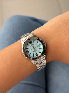 Cso Mujer 50 Plateado Tablero Azul