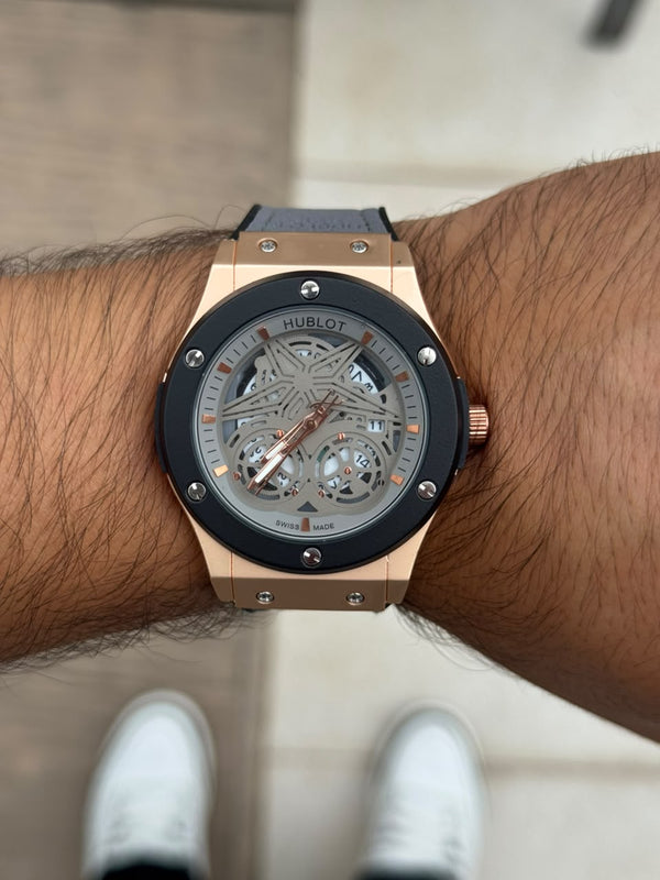 Hblt Big Bang Cuero Gris Tablero Gris Oro Rosa Negro