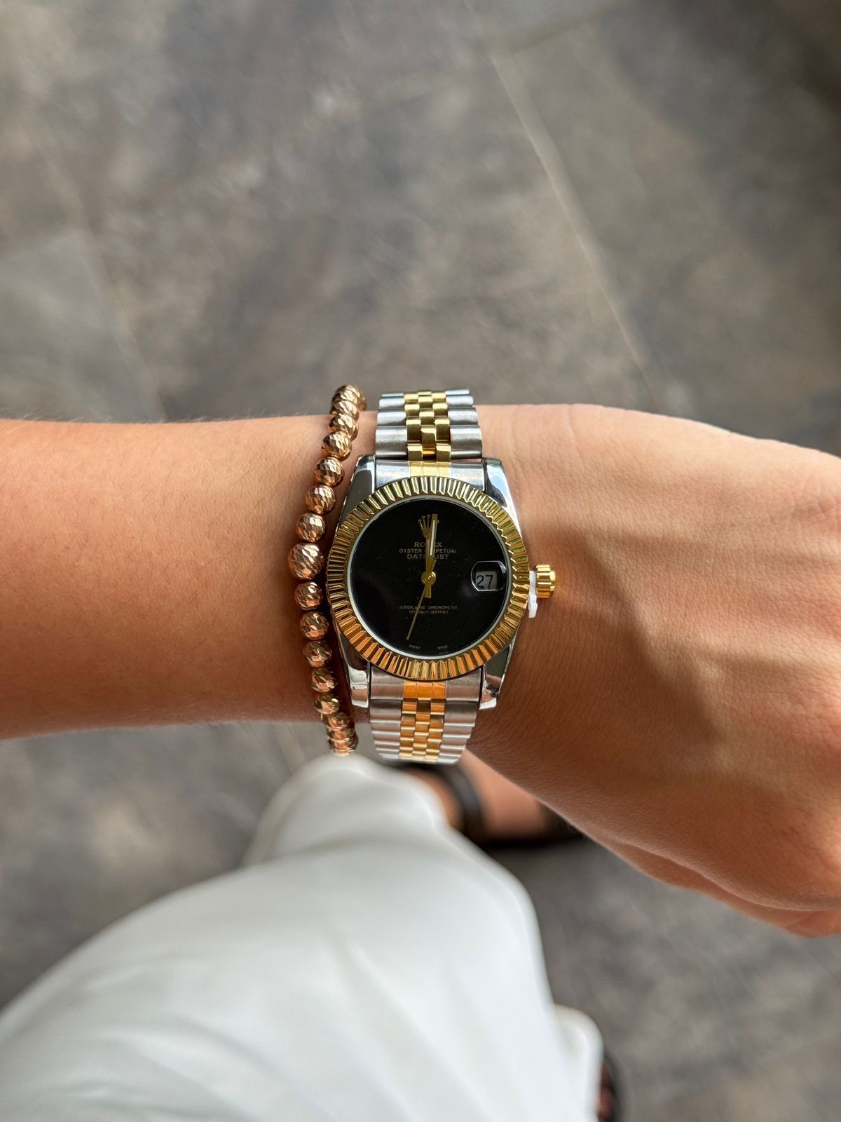 Rlx Datejust Mujer Bicolor Tablero Negro-1