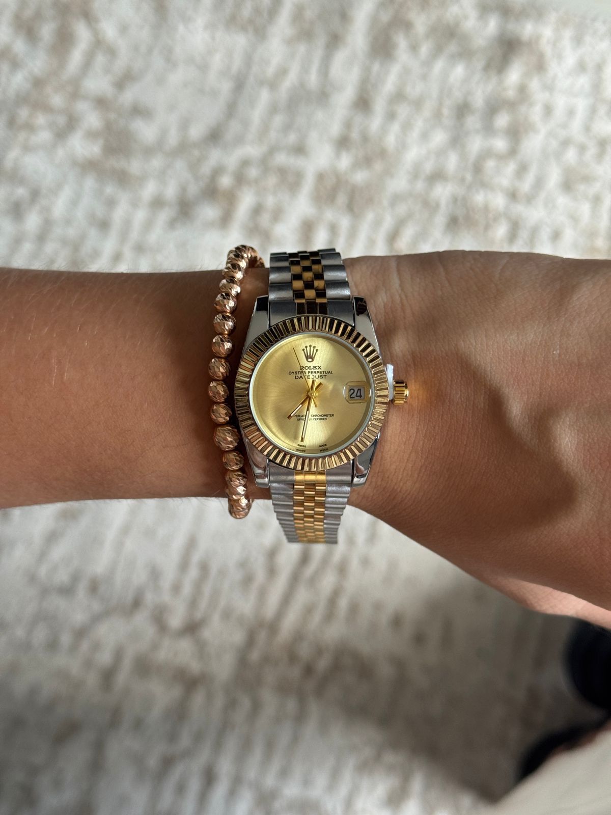 Rlx Datejust 2 Mujer Bicolor Tablero Dorado