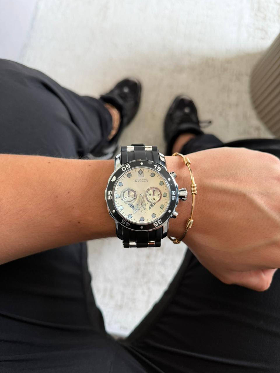 Invcta Drive Goma Negra Tablero Plateado Negro