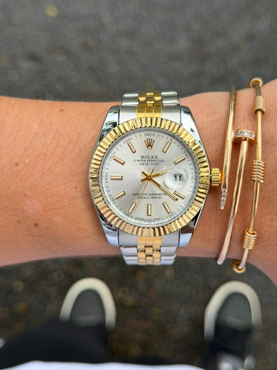 Rlx Trenzado Bicolor Dorado ablero Plateado