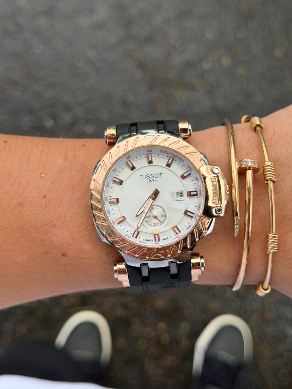 Tsst Goma Negra Tablero Plateado Oro Rosa