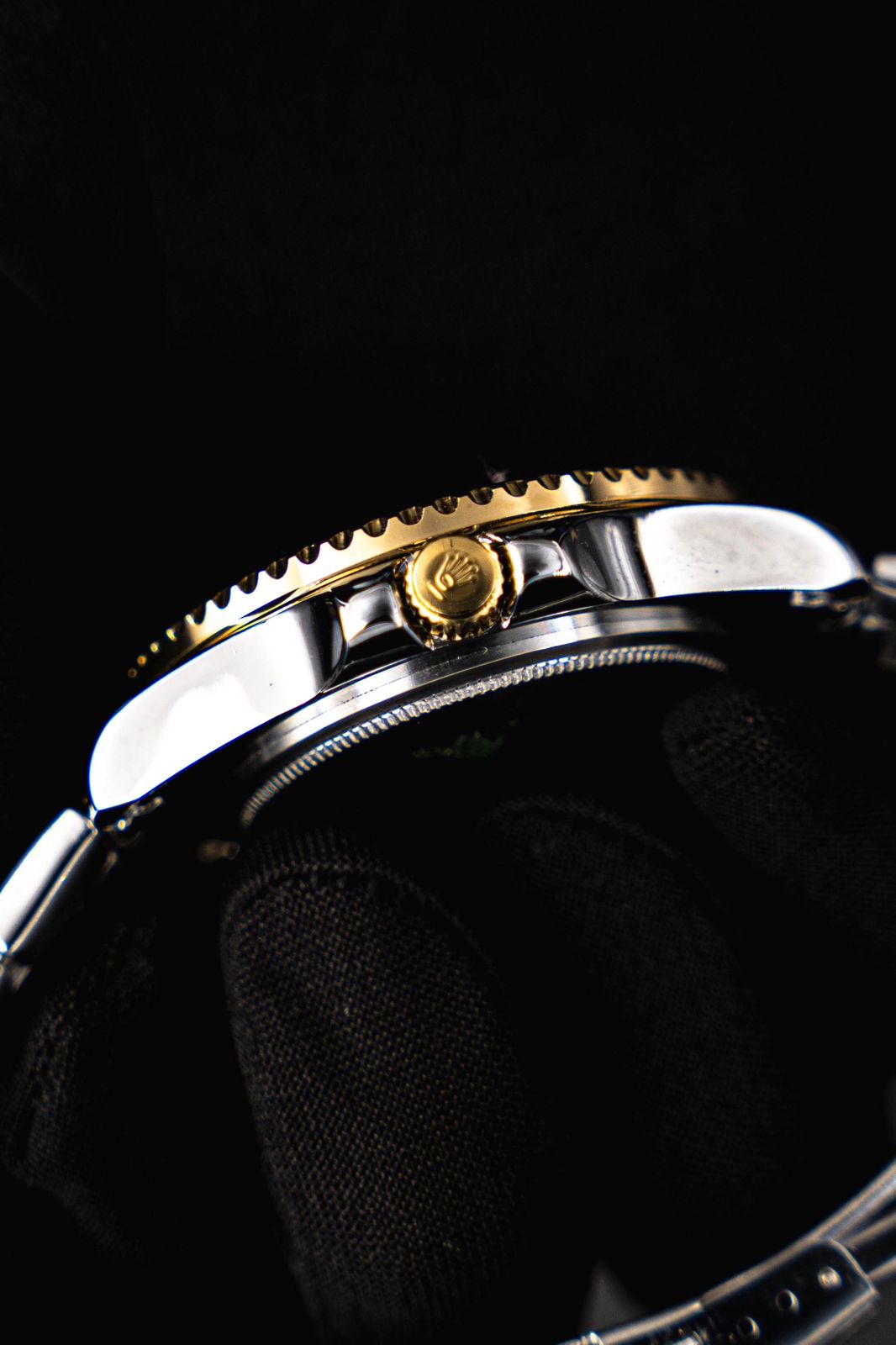 Rlx Yacth Bicolor Dorado Tablero Negro Dorado