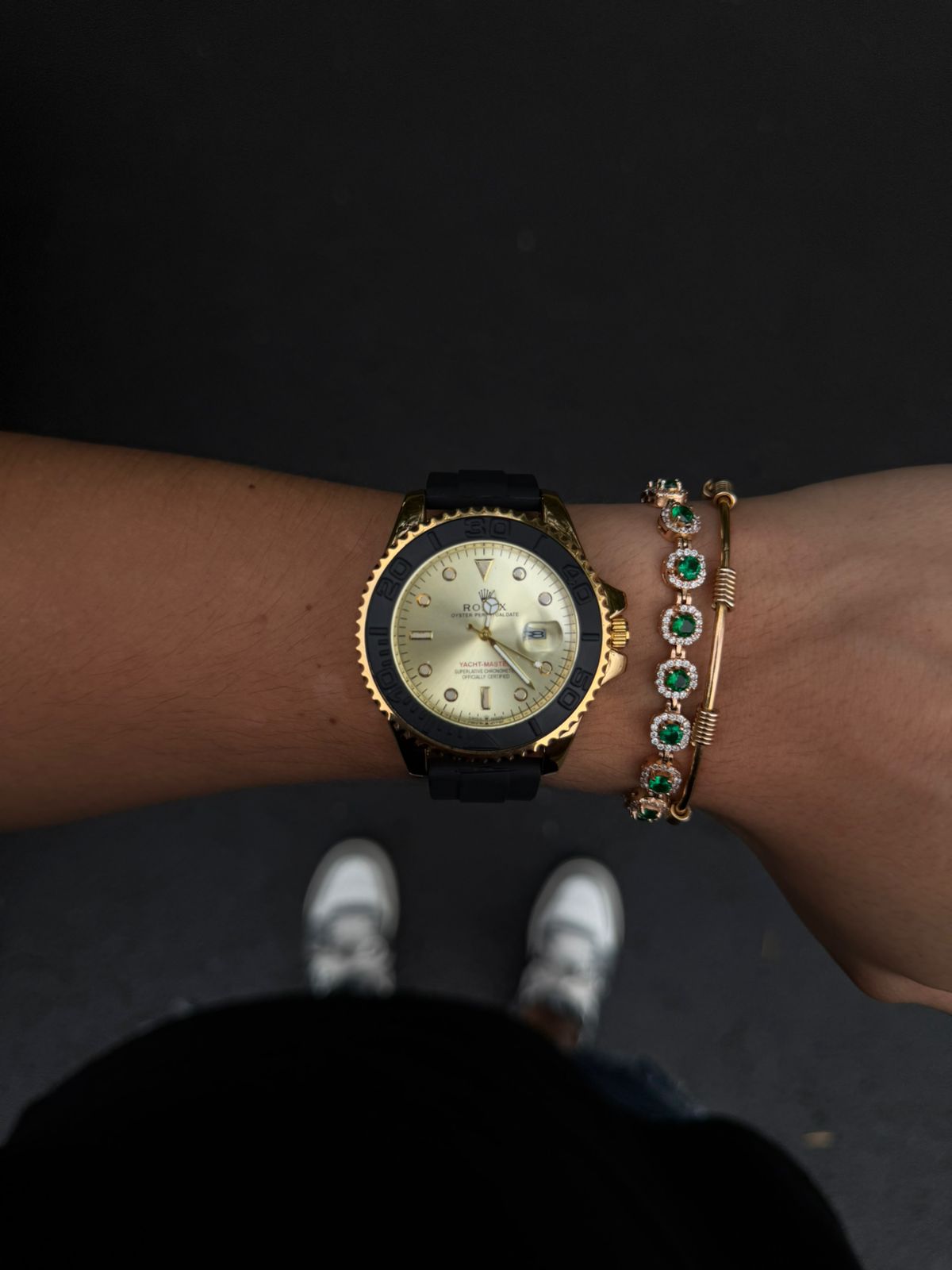 Rlx Goma Negra Tablero Dorado Negro