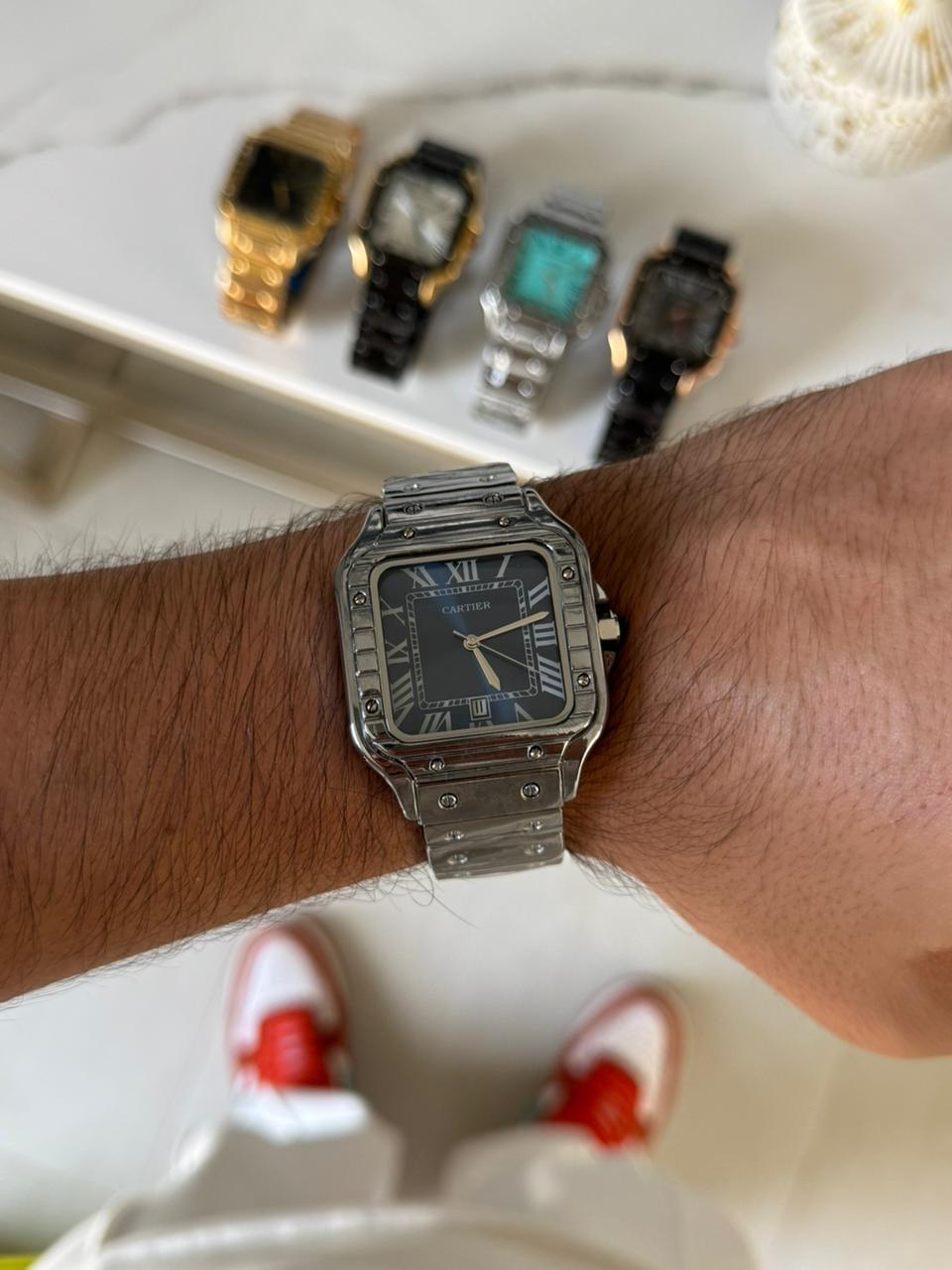 Crtr Santos Metalico Plateado Tablero Azul