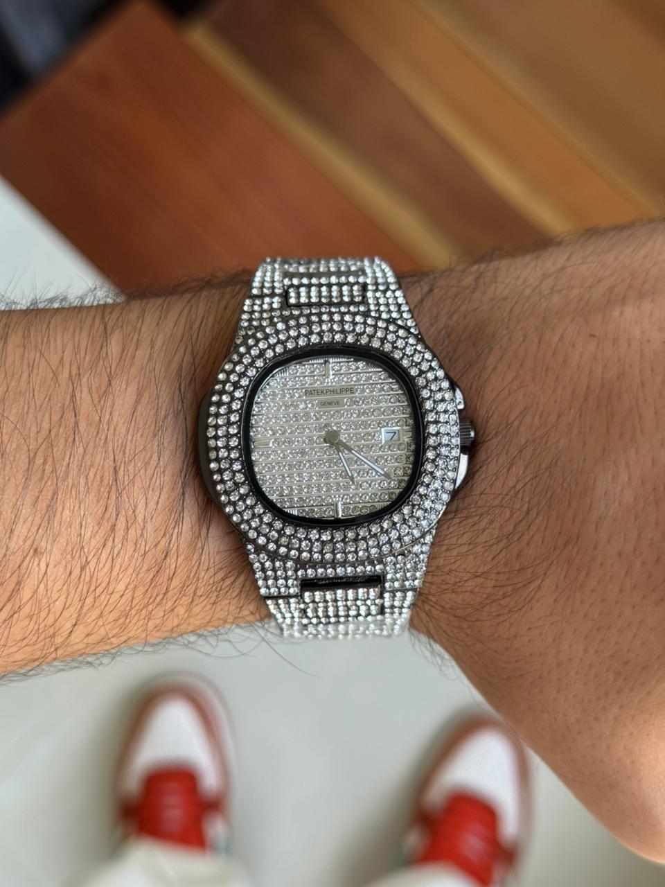 Patk Diamond Redondo Plateado Negro Tablero Plateado