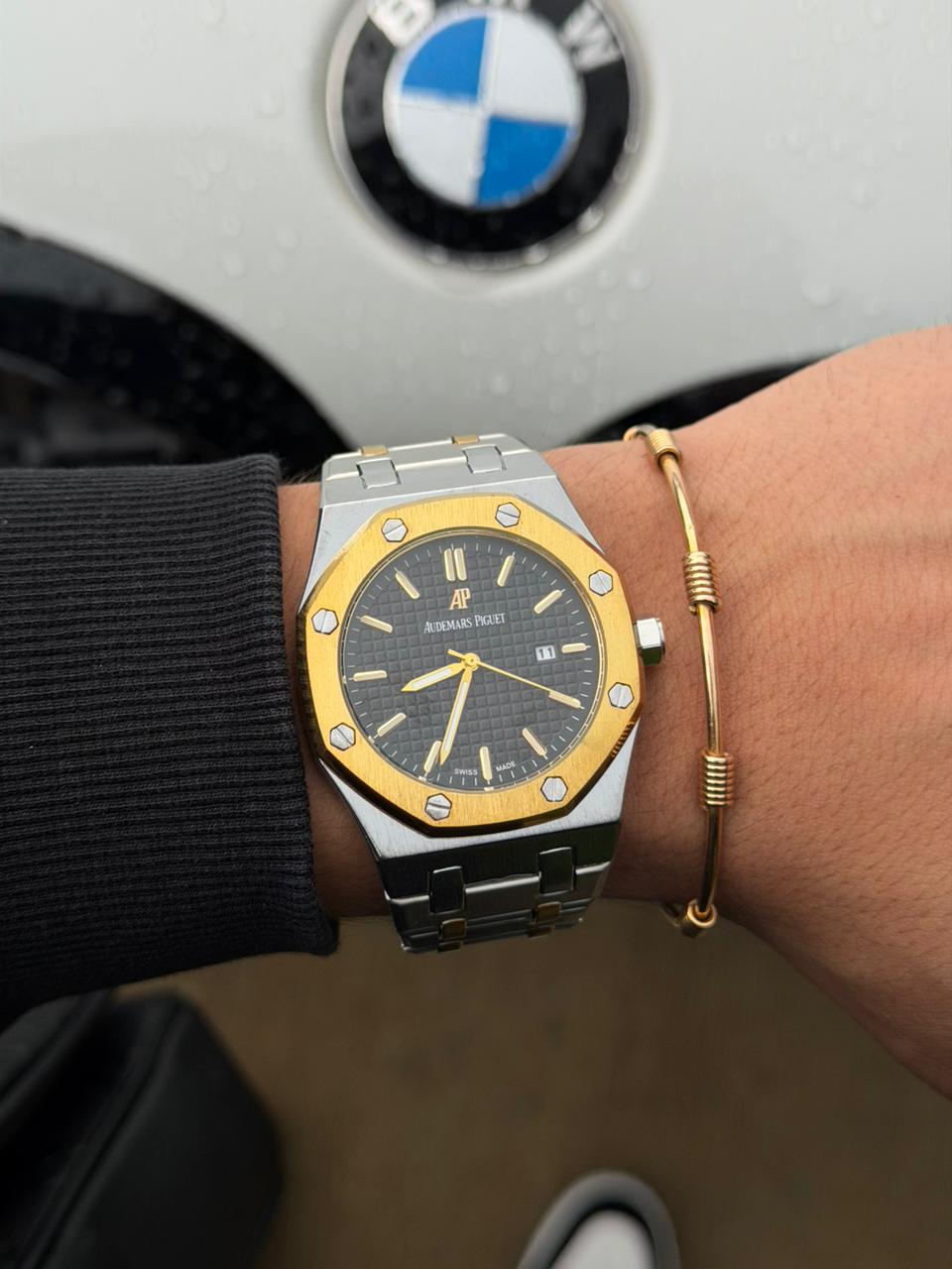 Admrs Metalico Liso Bicolor Dorado Tablero Negro