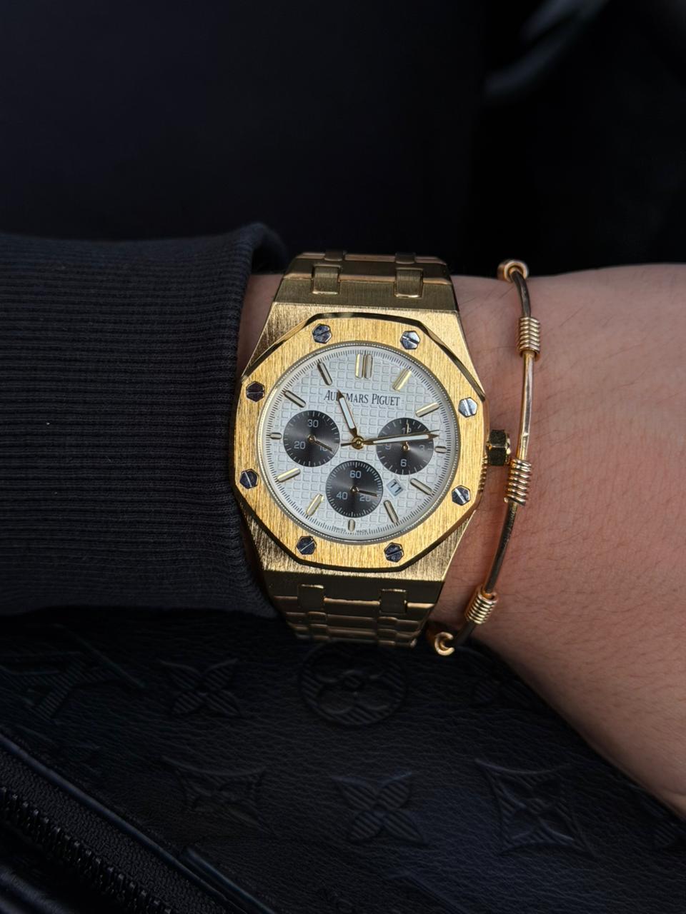 Admrs Metalico Crono Dorado Tablero Blanco